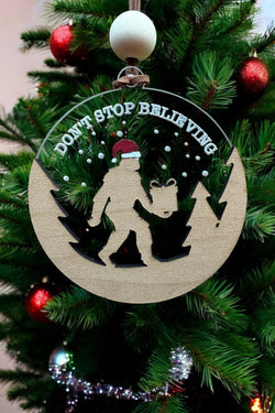 Bigfoot "Don't Stop Believing" Ornament