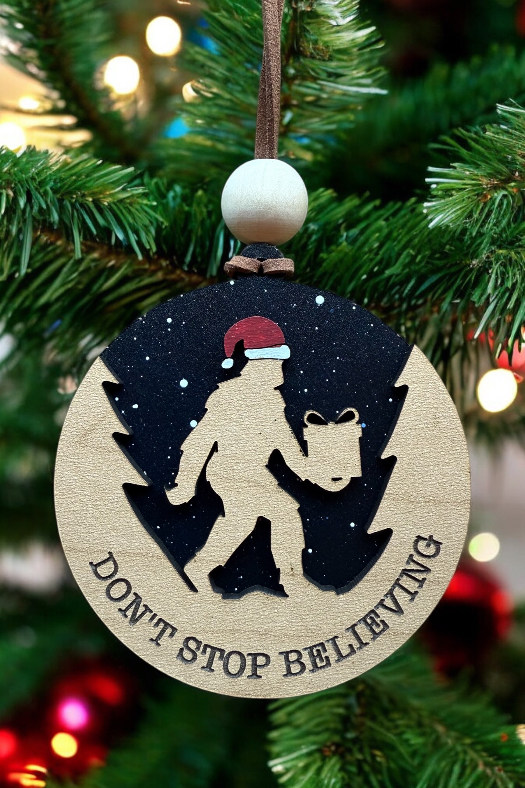 Bigfoot "Don't Stop Believing" Ornament