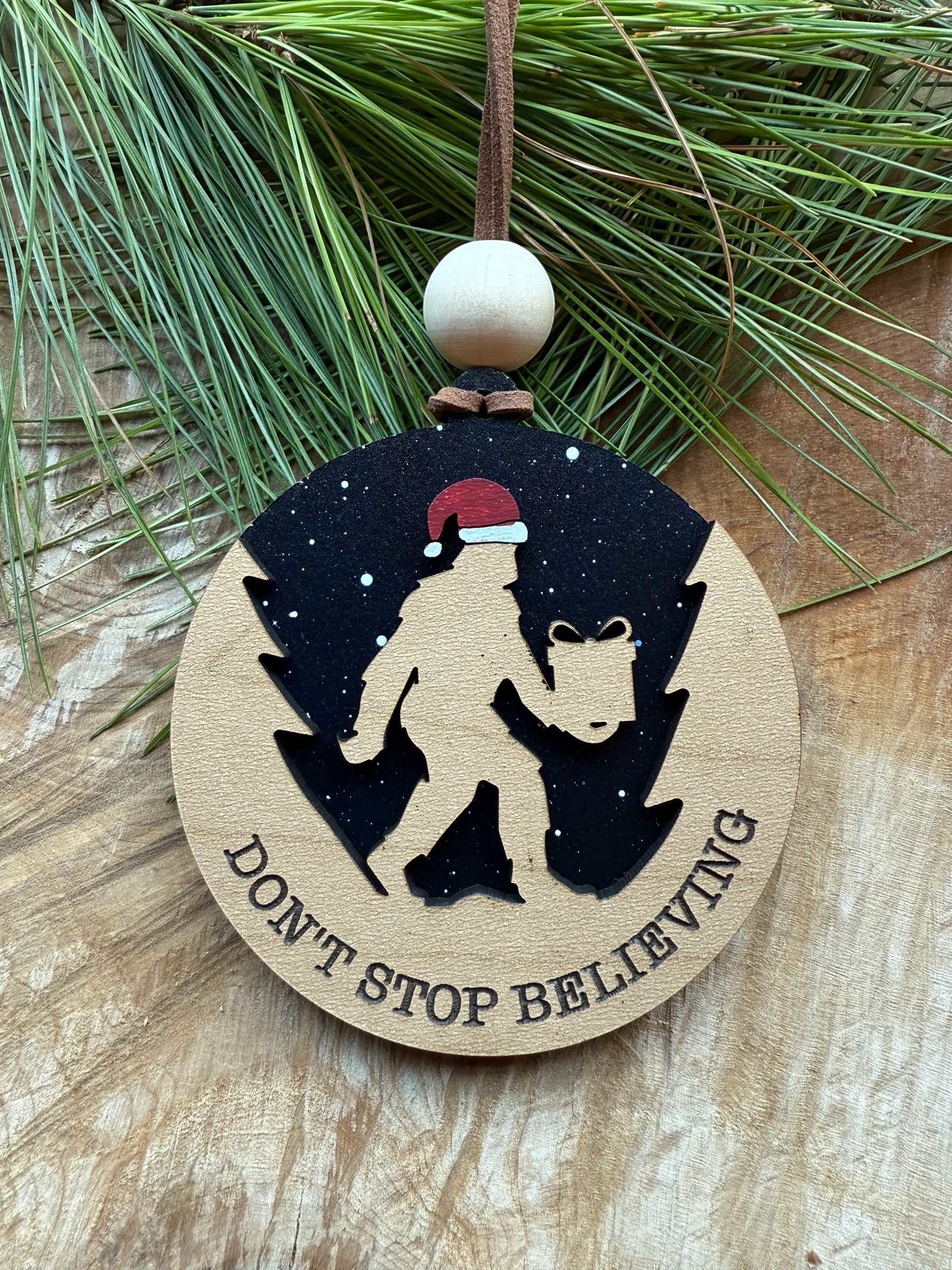 Bigfoot "Don't Stop Believing" Ornament