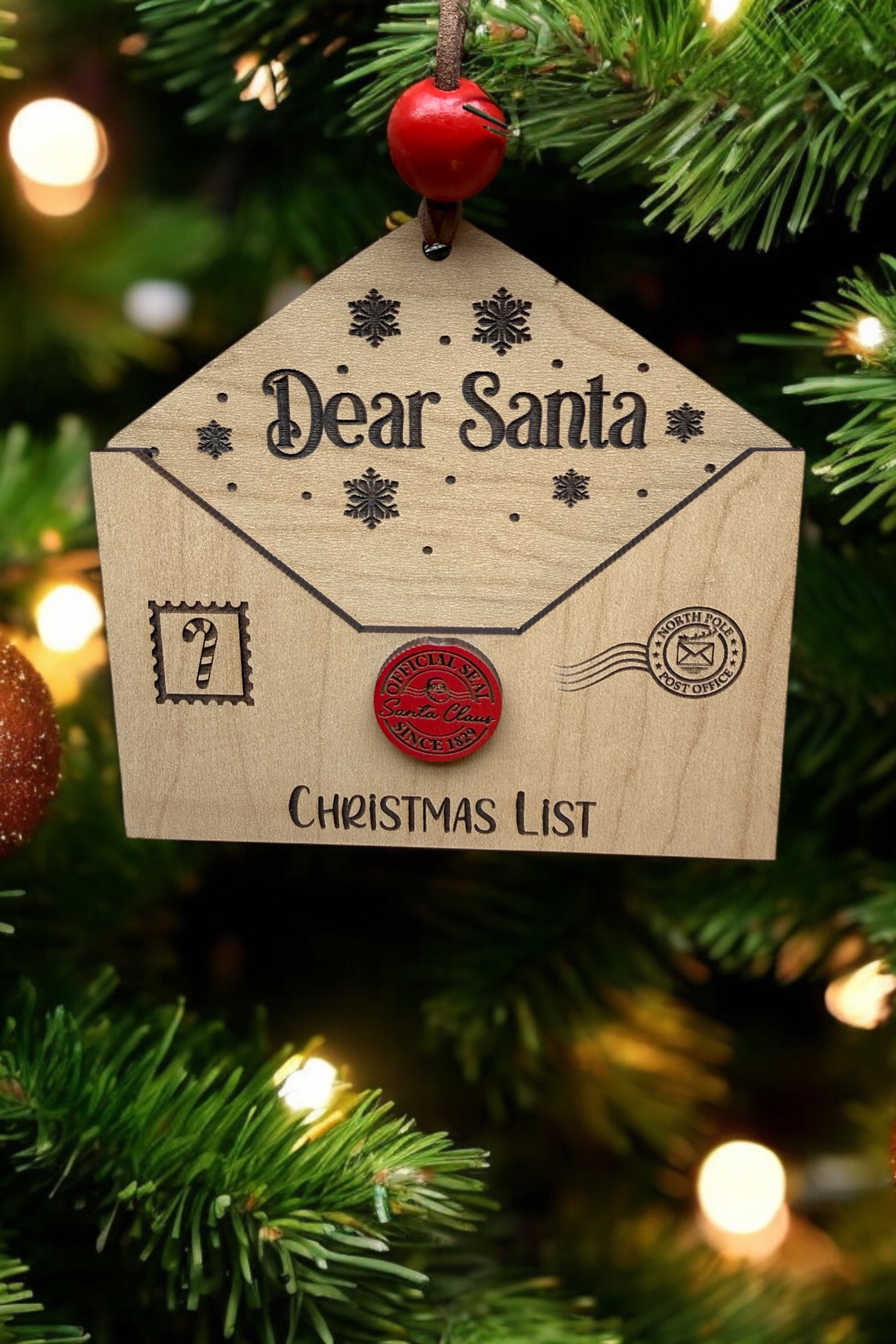 Letter to Santa Ornament – Handcrafted Wooden Keepsake by Minnetina