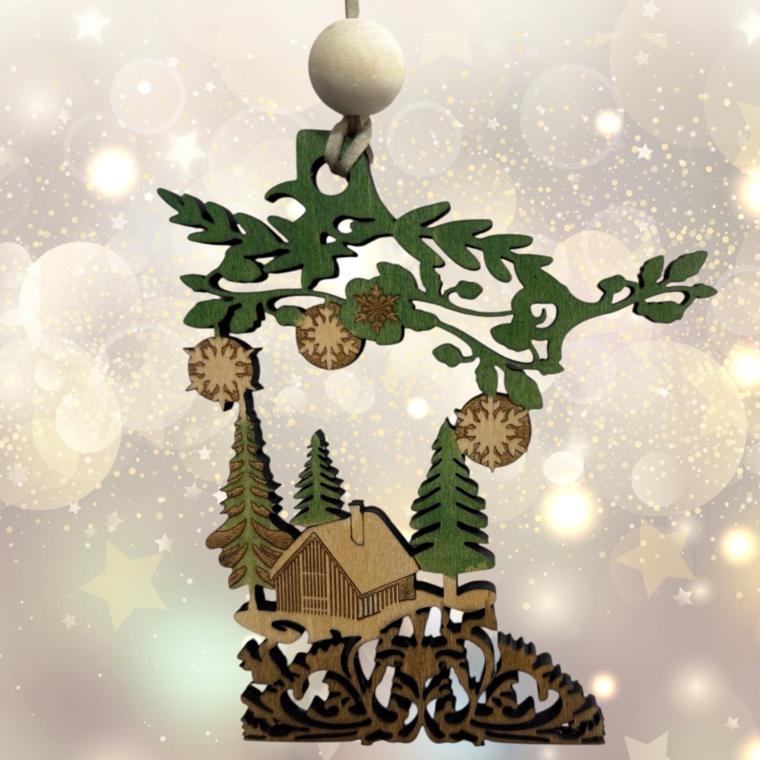 Minnesota Cabin Wood Ornament