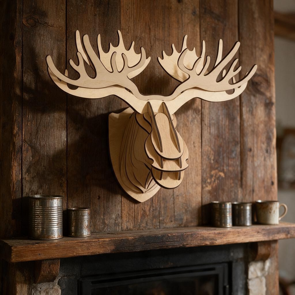 3D Wooden Moose Head Wall Art Kit