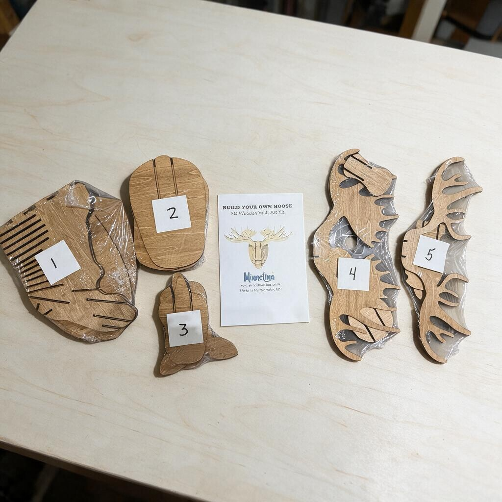 3D Wooden Moose Head Wall Art Kit