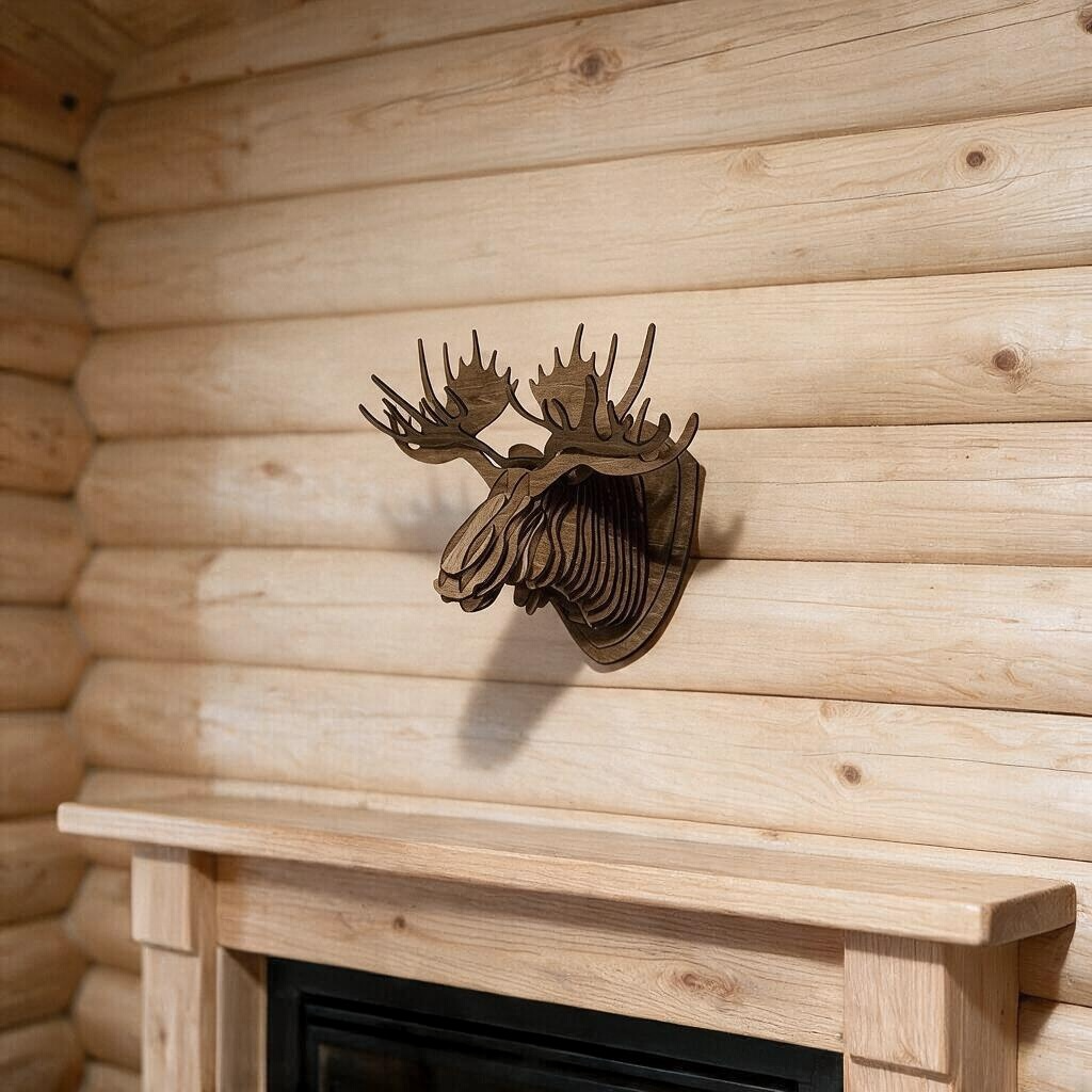 3D Wooden Moose Head Wall Art Kit